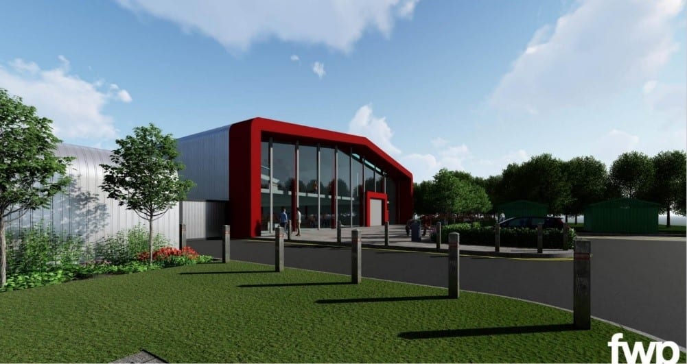 Artist's impression of the exterior of the redeveloped Construction Centre at Preston College.