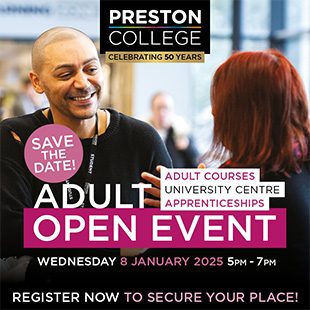 Adult Open Event Wednesday 8 January 2025 5pm - 7pm Adult Courses University Centre Apprenticeships Register Now!